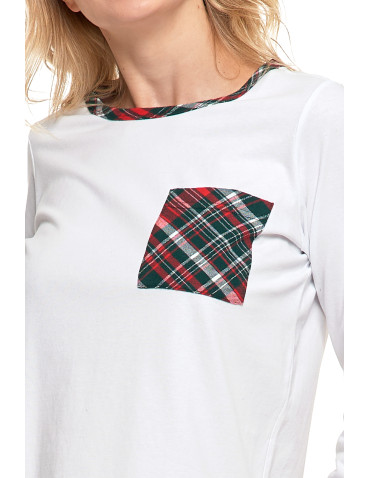 Długi rękaw - Piżama damska bawełniana na długi rękaw w kratkę WZÓR 1 - produkt 3