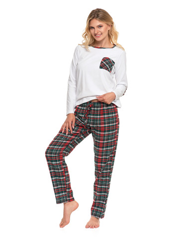 Piżama damska bawełniana na długi rękaw w kratkę