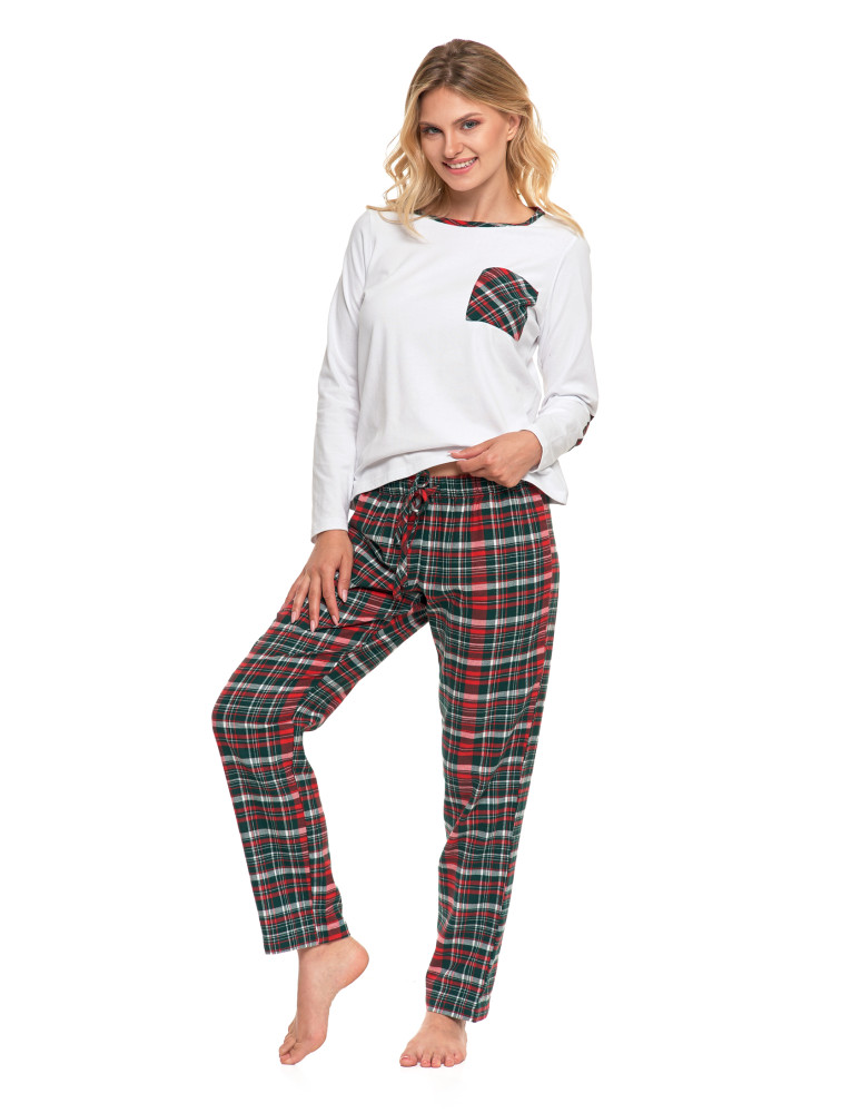 Długi rękaw - Piżama damska bawełniana na długi rękaw w kratkę WZÓR 1 - produkt moraj.pl 1