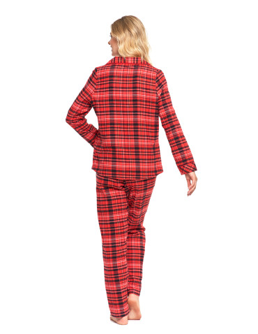 Długi rękaw - Piżama damska flanelowa w czerwoną kratkę CZERWONY - produkt 3