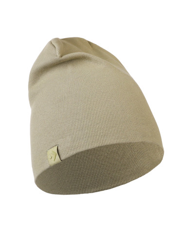 Damska czapka przejściowa bawełniana prążkowana z naszywką