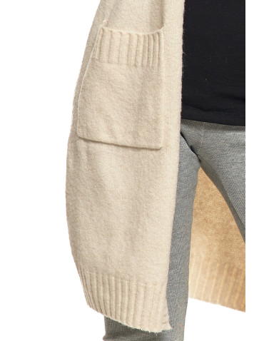 Swetry i kardigany - Kardigan damski długi sweter z kieszeniami KREMOWY - produkt 3