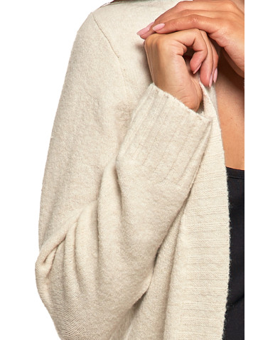 Swetry i kardigany - Kardigan damski długi sweter z kieszeniami KREMOWY - produkt 4