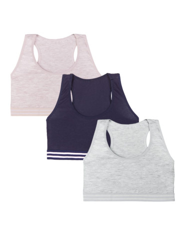 Biustonosz miękki top dla dziewczynki bawełniany 3-pak
