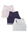 Biustonosz miękki top dla dziewczynki bawełniany 3-pak WIELOKOLOROWY