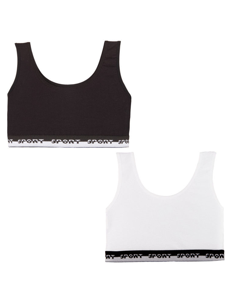 Podkoszulki i topy - Biustonosz top miękki dla dziewczynki bawełniany 2-pak WIELOKOLOROWY - produkt moraj.pl 1