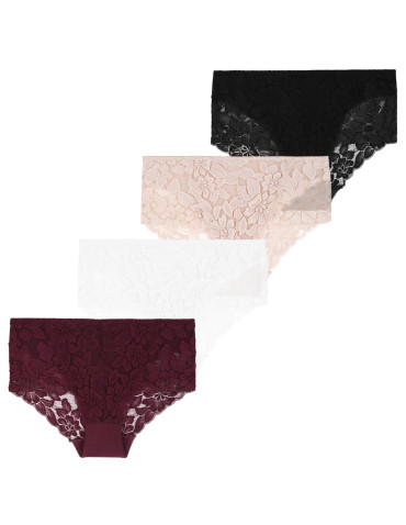 Damskie majtki figi z wysokim stanem i koronką bawełna 4-pak