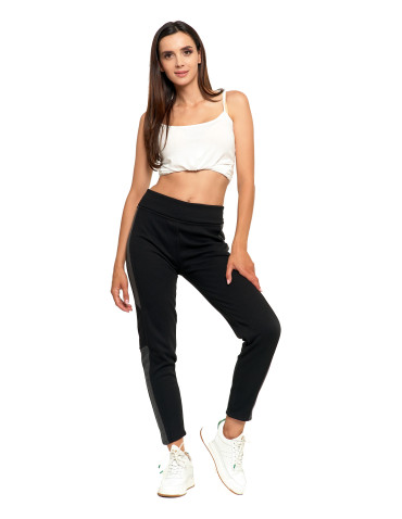 Legginsy damskie - Legginsy damskie ocieplane z wysokim stanem CZARNY - produkt 4