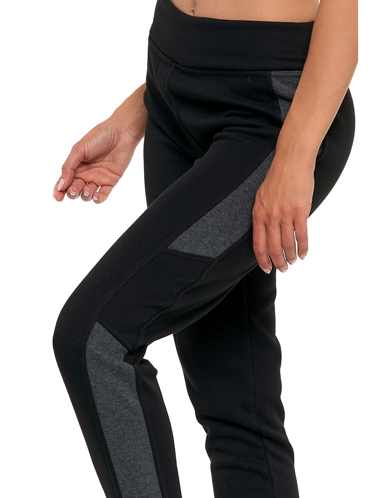 Legginsy damskie - Legginsy damskie ocieplane z wysokim stanem CZARNY - produkt moraj.pl 3
