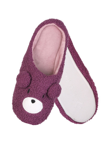 Damskie ciepłe kapcie wsuwane domowe antypoślizgowe z misiem - produkt 2