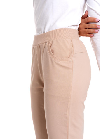 Spodnie damskie - Damskie spodnie dresowe joggery z wysokim stanem BEŻOWY - produkt 4