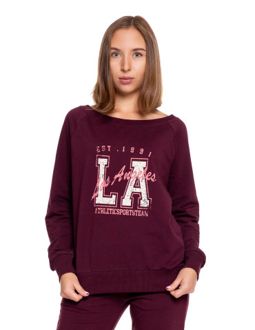 Bluza damska dresowa o klasycznym kroju z nadrukiem