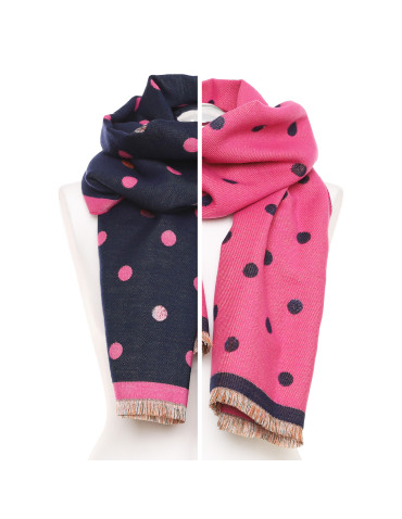 Dwustronny szal damski w kropeczki