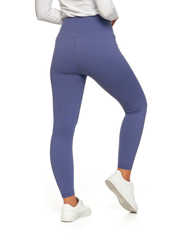 Legginsy damskie - Prążkowane legginsy damskie sportowe z wysokim stanem NIEBIESKI - produkt 7