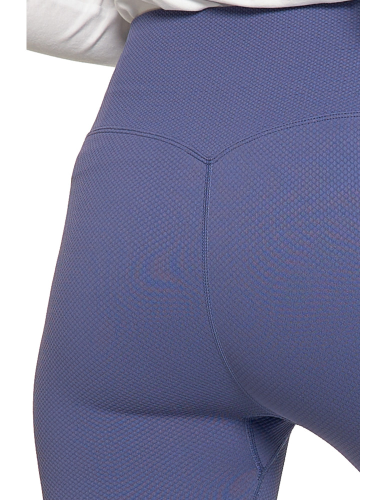 Legginsy damskie - Prążkowane legginsy damskie sportowe z wysokim stanem NIEBIESKI - produkt moraj.pl 5