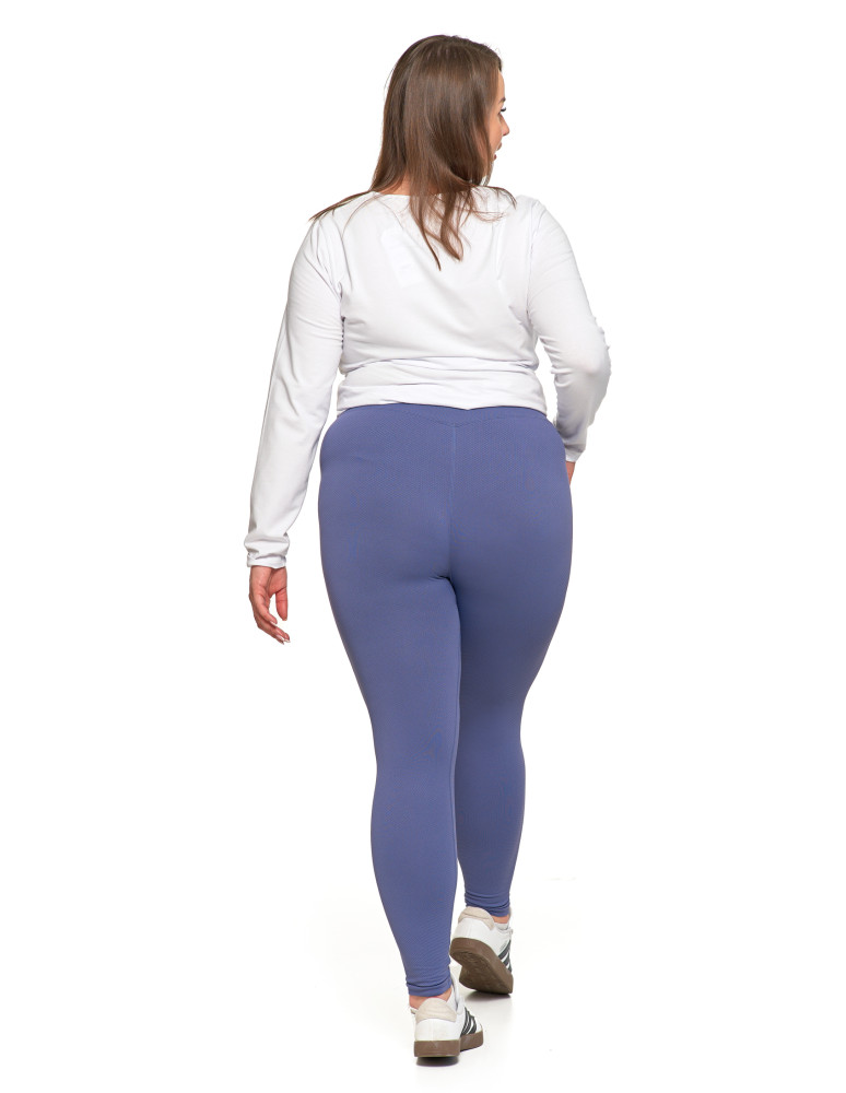 Legginsy damskie - Prążkowane legginsy damskie sportowe z wysokim stanem NIEBIESKI - produkt moraj.pl 13