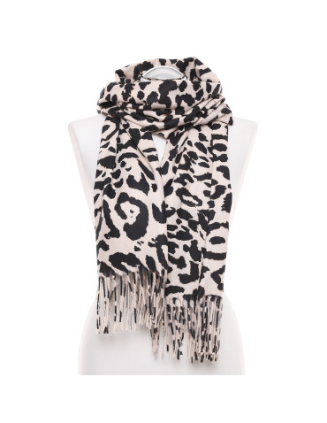 Damski szal z frędzlami w zwierzęcy wzór panterki