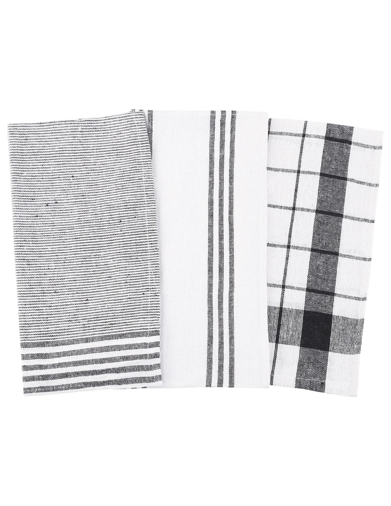Kuchenne - Zestaw ręczników kuchennych ścierek czarno-białe wzory 3-pak WIELOKOLOROWY - produkt moraj.pl 1
