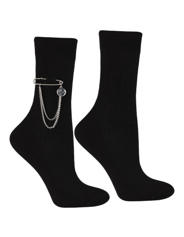 Damskie skarpetki długie prążkowane z zapinką bawełniane