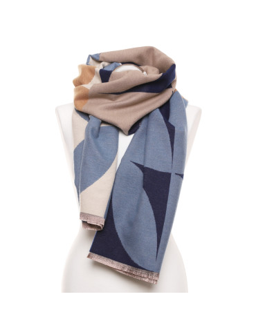 Szal damski z geometrycznym wzorem dwustronny