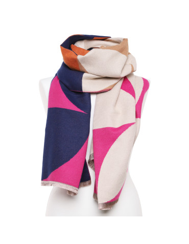 Szal damski ciepły dwustronny geometryczny