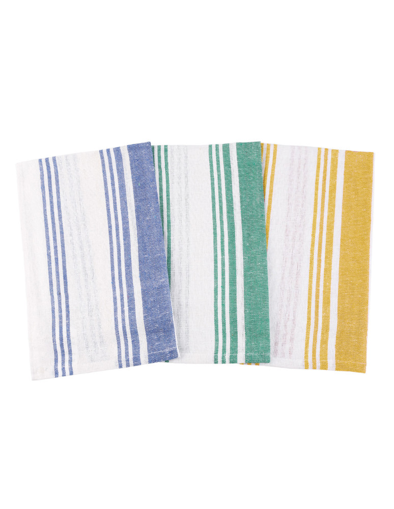 Kuchenne - Ręczniki kuchenne ścierki bawełniane kolorowe paski 3-pak WIELOKOLOROWY - produkt moraj.pl 2