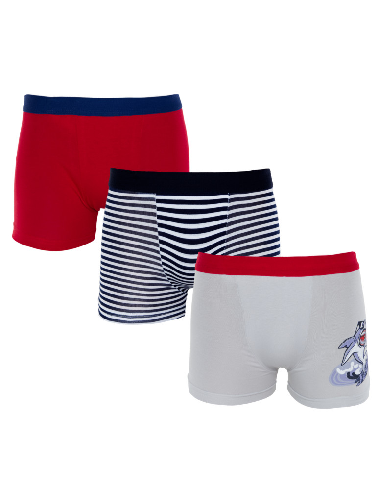 Bielizna - Majtki bokserki chłopięce bawełniane z rekinem 3-pak MIX KOLOR - produkt moraj.pl 1