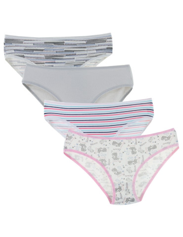 Bawełniane figi dziewczęce w kolorowe wzory 4-pak