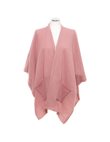 Kurtki i kamizelki - Stylowe ponczo damskie z kieszeniami RÓŻOWY - produkt 5