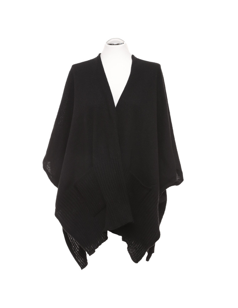 Kurtki i kamizelki - Stylowe ponczo damskie z kieszeniami CZARNY  - produkt moraj.pl 5