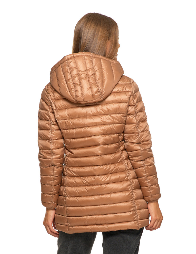 Kurtki i kamizelki - Kurtka damska puchowa przejściowa z kapturem BEŻOWY  - produkt moraj.pl 2