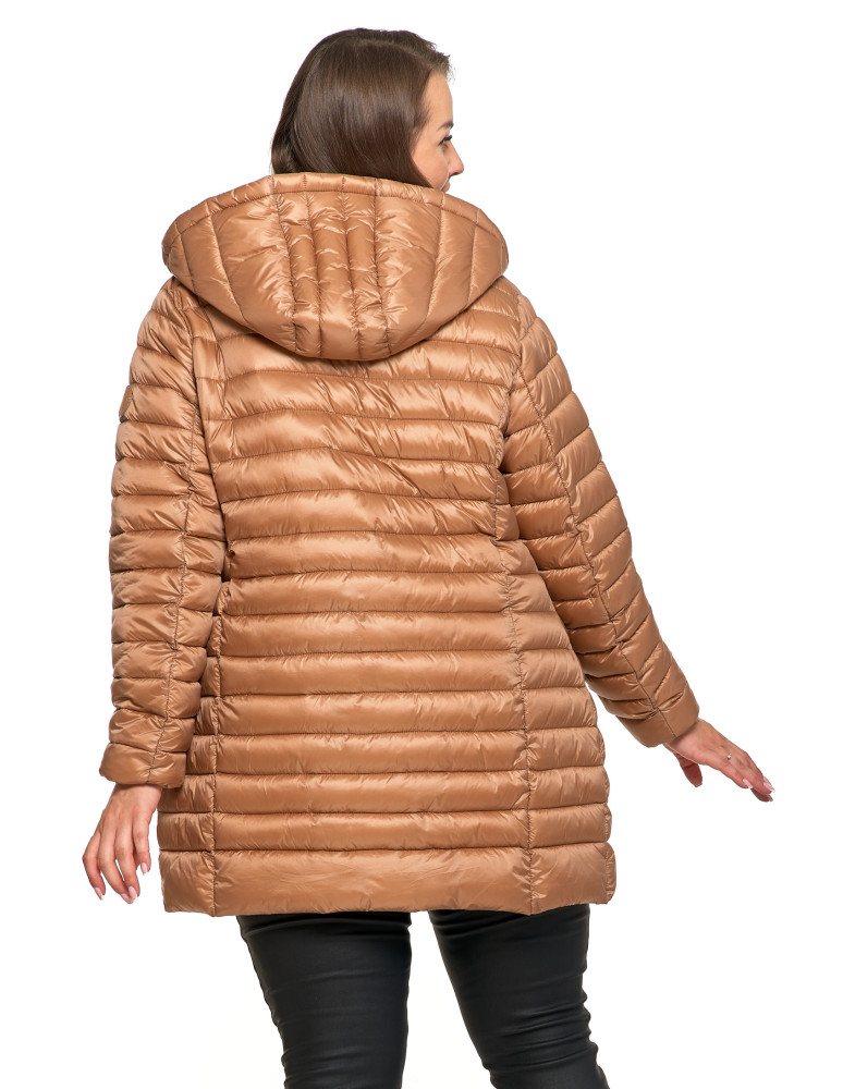 Kurtki i kamizelki - Kurtka damska puchowa przejściowa z kapturem BEŻOWY  - produkt moraj.pl 8