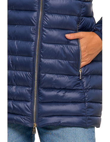 Kurtki i kamizelki - Kurtka damska puchowa przejściowa z kapturem GRANATOWY - produkt 3