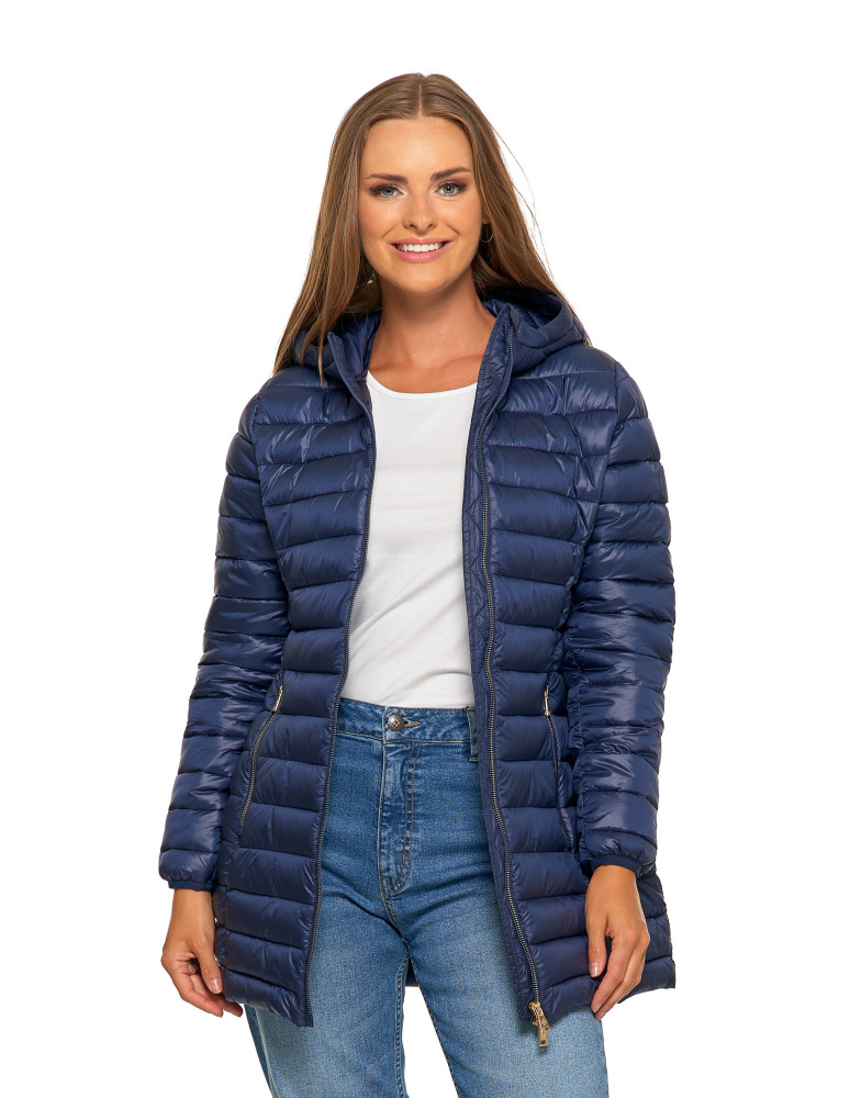 Kurtki i kamizelki - Kurtka damska puchowa przejściowa z kapturem GRANATOWY  - produkt moraj.pl 5
