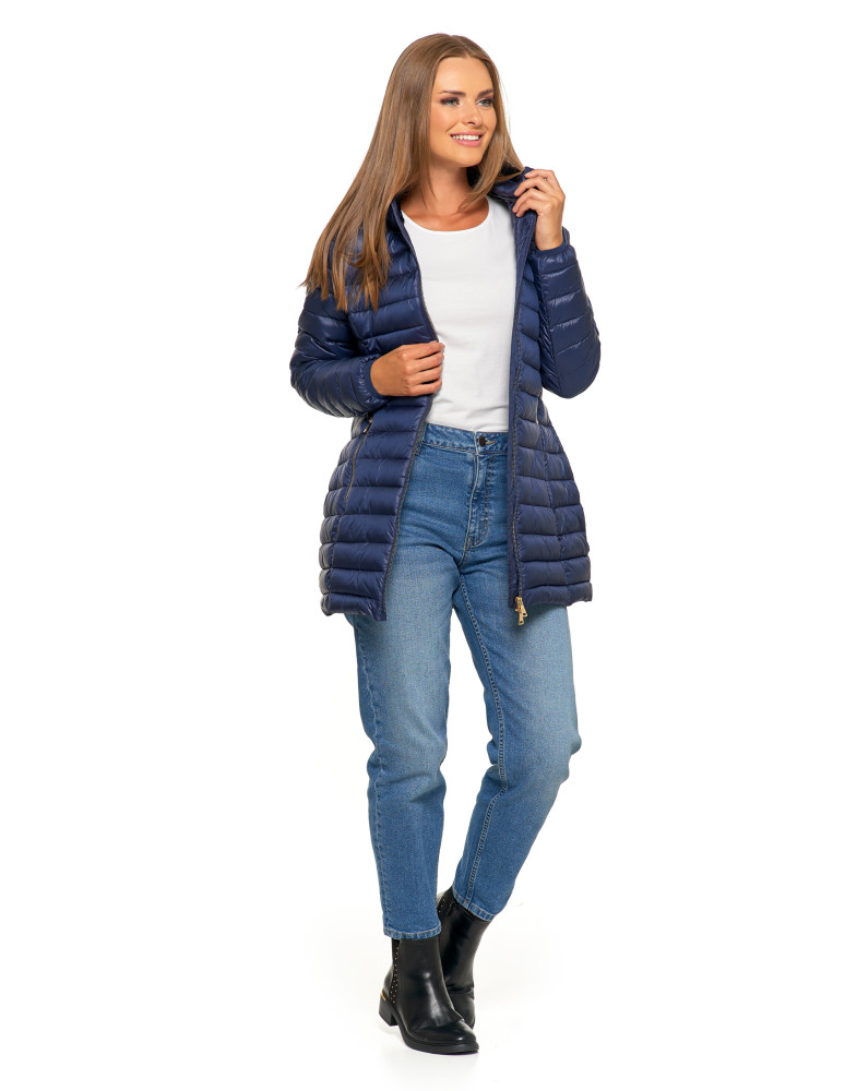 Kurtki i kamizelki - Kurtka damska puchowa przejściowa z kapturem GRANATOWY  - produkt moraj.pl 6
