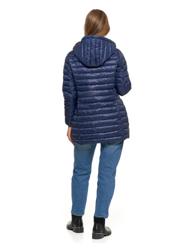 Kurtki i kamizelki - Kurtka damska puchowa przejściowa z kapturem GRANATOWY - produkt 7