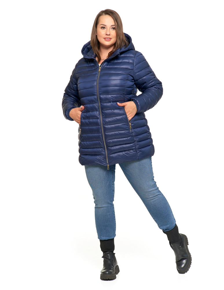 Kurtki i kamizelki - Kurtka damska puchowa przejściowa z kapturem GRANATOWY  - produkt moraj.pl 12