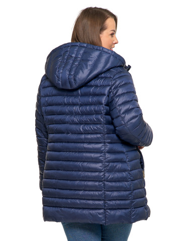 Kurtki i kamizelki - Kurtka damska puchowa przejściowa z kapturem GRANATOWY - produkt 13