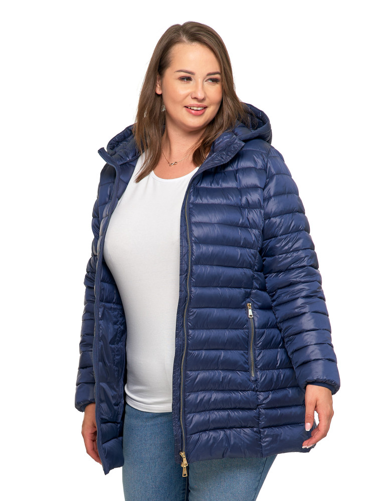 Kurtki i kamizelki - Kurtka damska puchowa przejściowa z kapturem GRANATOWY  - produkt moraj.pl 16