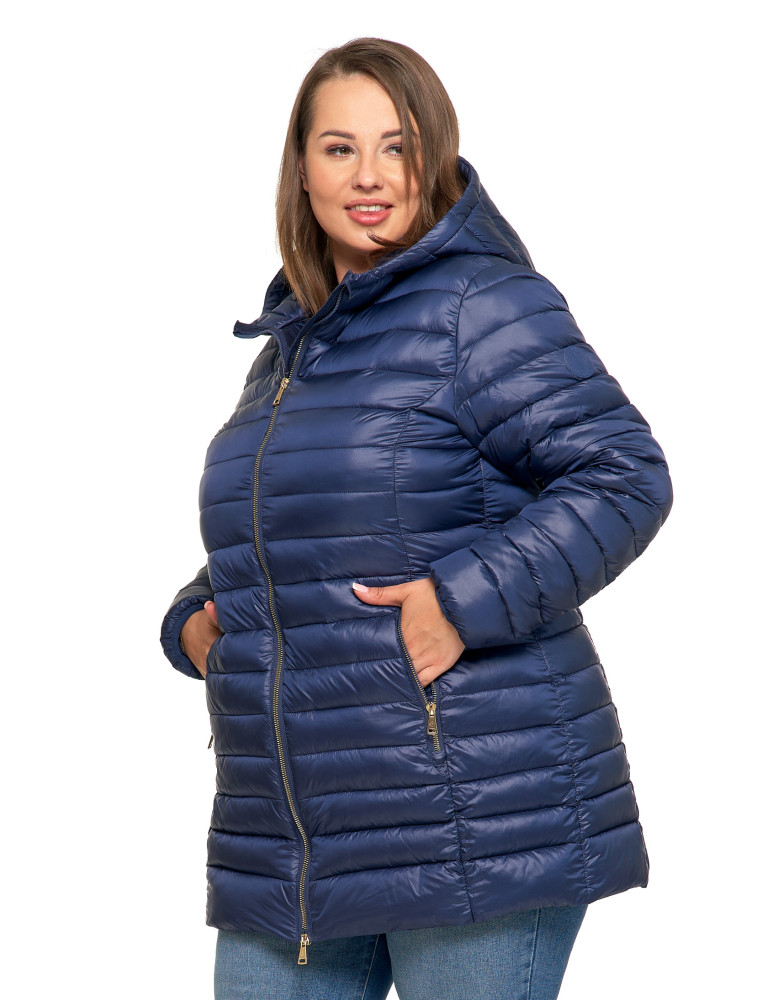 Kurtki i kamizelki - Kurtka damska puchowa przejściowa z kapturem GRANATOWY  - produkt moraj.pl 17