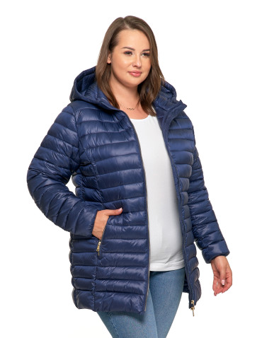 Kurtki i kamizelki - Kurtka damska puchowa przejściowa z kapturem GRANATOWY - produkt 18