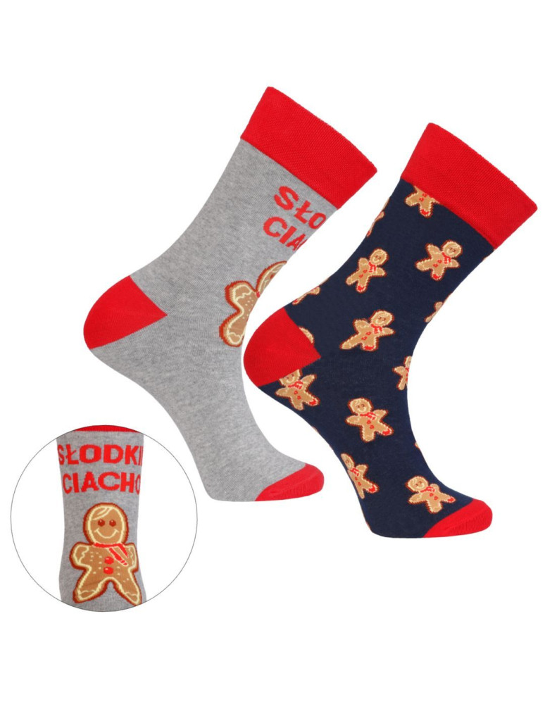 Skarpety - Skarpetki męskie wzór świąteczny w ciasteczko 2-pak WIELOKOLOROWY - produkt moraj.pl 1