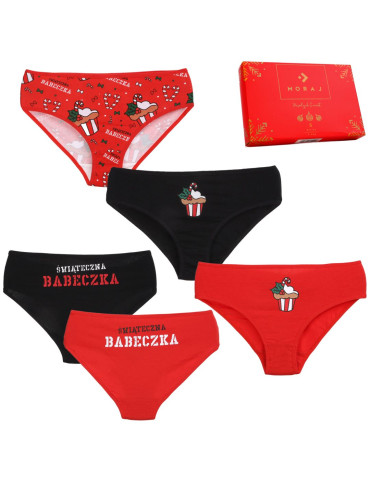 Świąteczne figi damskie bikini w pudełku kolorowe 3-pak