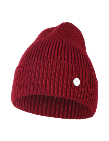 Czapki i opaski - Czapka damska beanie dzianinowa elegancka BORDOWY - produkt 1