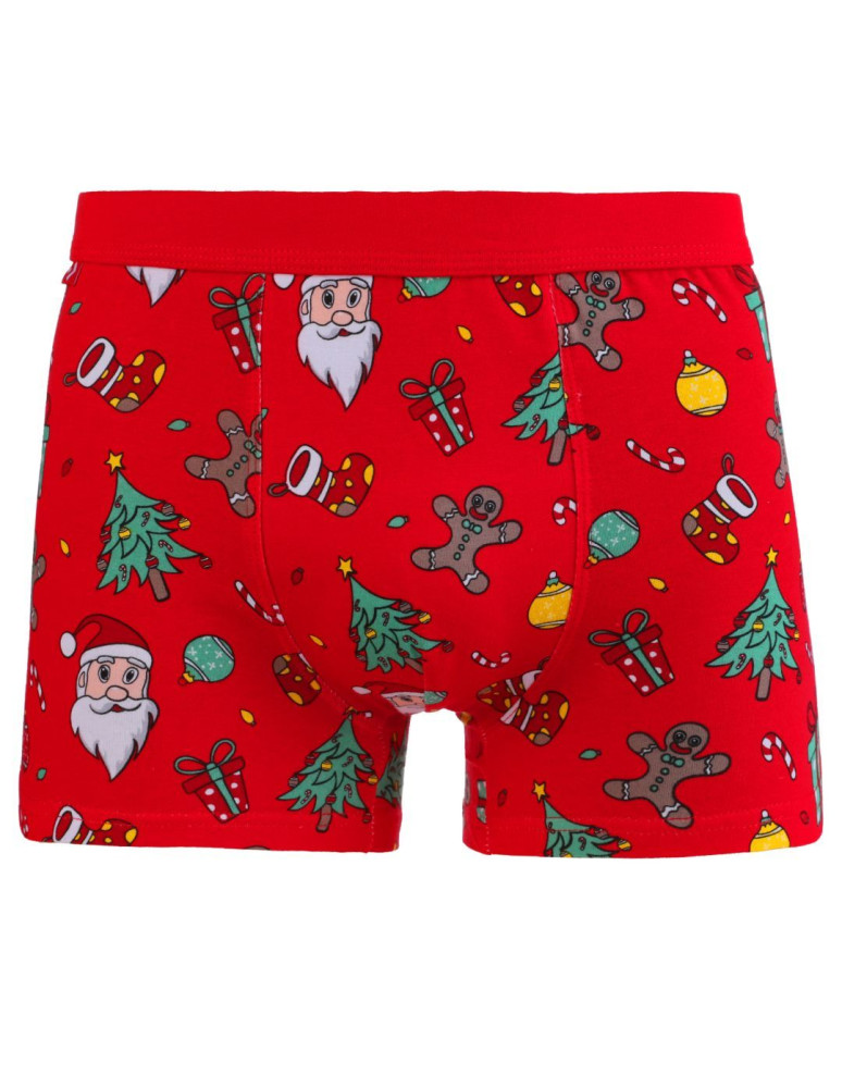 Świąteczne bokserki męskie bawełniane na prezent CZERWONY