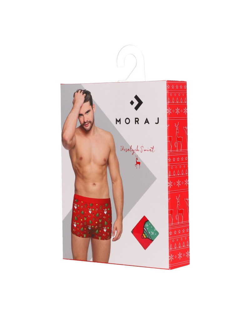 Bokserki dopasowane - Świąteczne bokserki męskie bawełniane na prezent CZERWONY - produkt moraj.pl 2