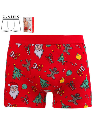 Bokserki dopasowane - Świąteczne bokserki męskie bawełniane na prezent CZERWONY - produkt 3
