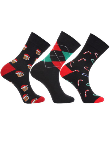 Skarpety męskie długie w świąteczne wzory 3-pak