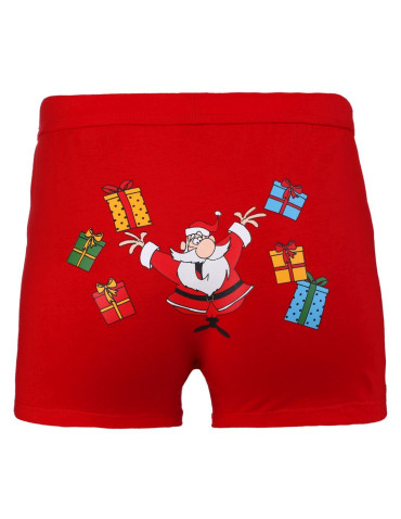 Majtki bokserki męskie świąteczny wzór Mikołaja zabawne