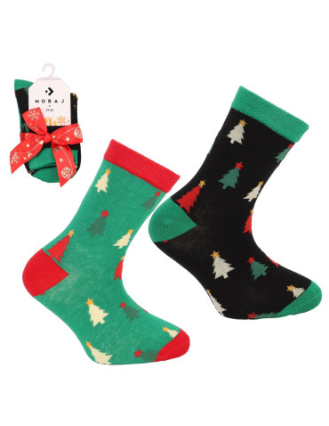Świąteczne dziecięce skarpetki w choinki 2-pak